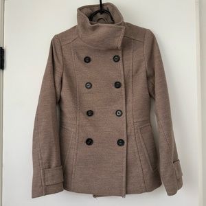 H&M | Double-Breasted Stand-Collar Front Pockets Beige/Taupe/Tan Peacoat Size XS